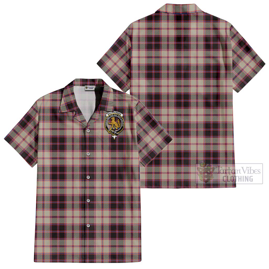 Tartan Vibes Clothing MacPherson Hunting Ancient Tartan Cotton Hawaiian Shirt with Family Crest