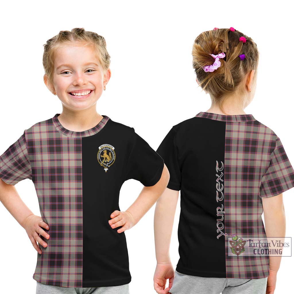 Tartan Vibes Clothing MacPherson Hunting Ancient Tartan Kid T-Shirt with Family Crest and Half Of Me Style