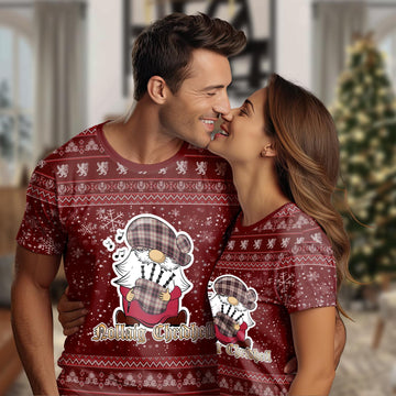 MacPherson Hunting Ancient Clan Christmas Family T-Shirt with Funny Gnome Playing Bagpipes