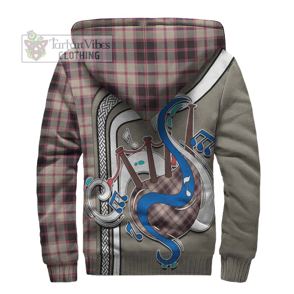 Tartan Vibes Clothing MacPherson Hunting Ancient Tartan Sherpa Hoodie with Epic Bagpipe Style