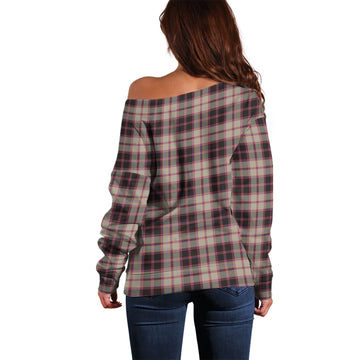 MacPherson Hunting Ancient Tartan Off Shoulder Women Sweater with Family Crest