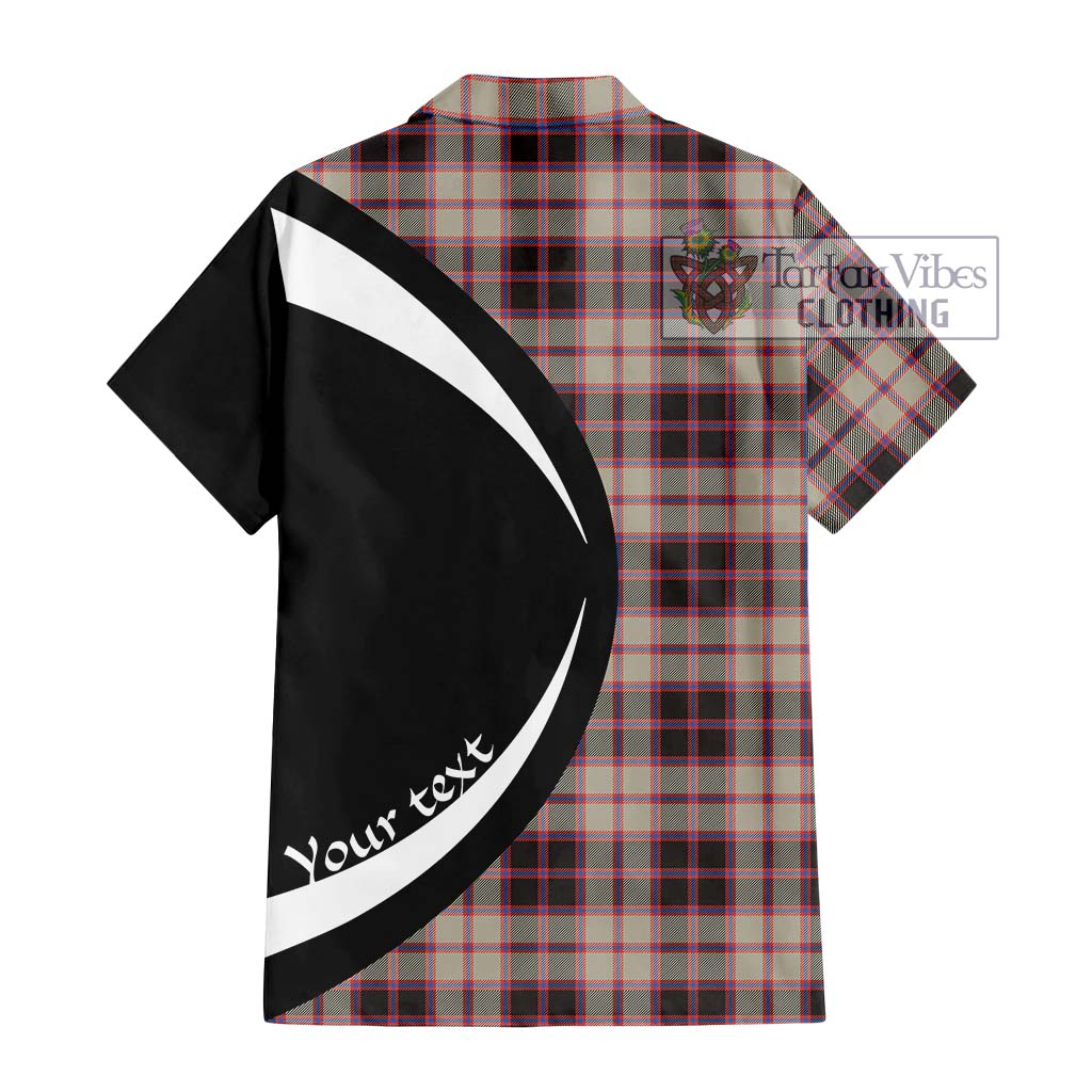 MacPherson Hunting Ancient Tartan Short Sleeve Button Up with Family Crest Circle Style - Tartan Vibes Clothing