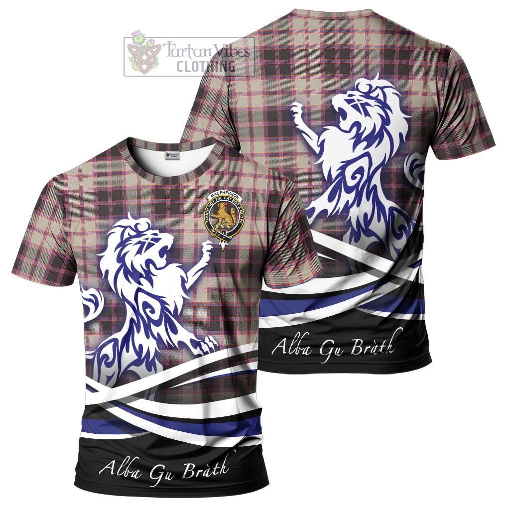 Tartan Vibes Clothing MacPherson Hunting Ancient Tartan Cotton T-shirt with Alba Gu Brath Regal Lion Emblem