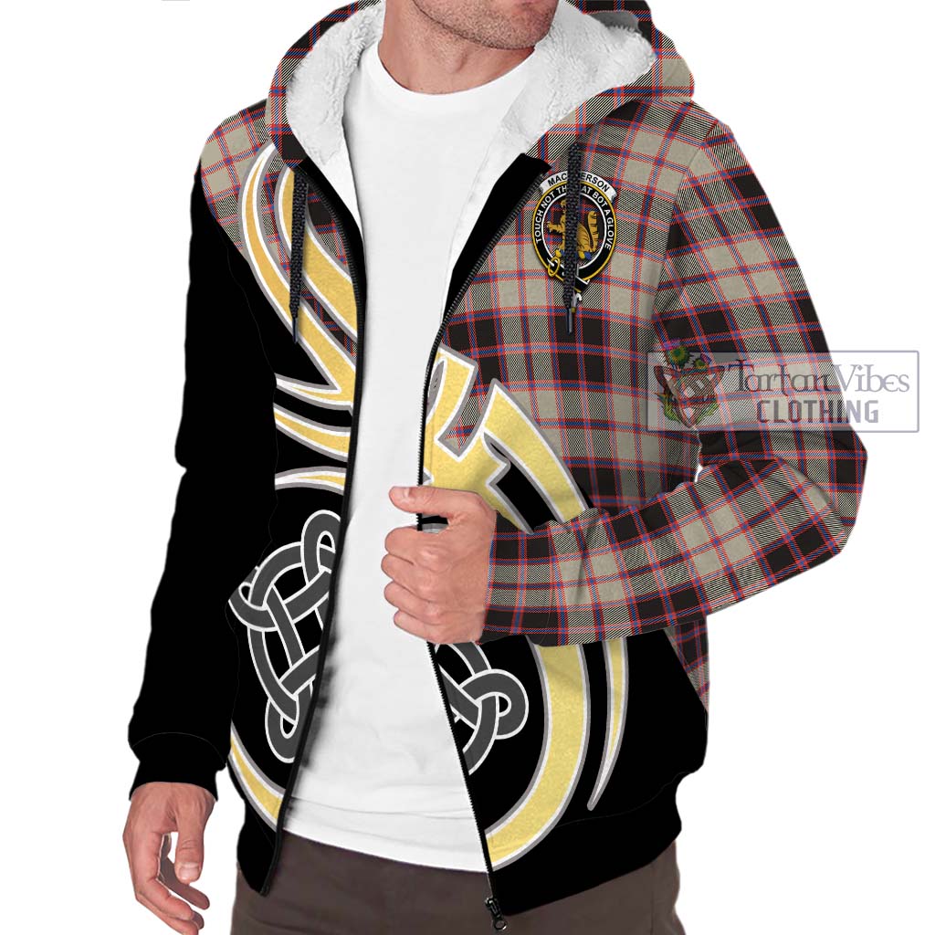 MacPherson Hunting Ancient Tartan Sherpa Hoodie with Family Crest and Celtic Symbol Style - Tartan Vibes Clothing