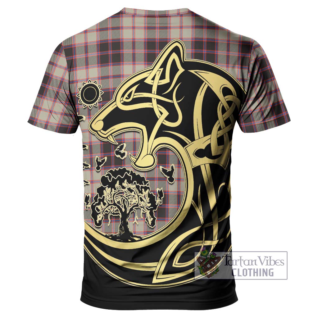 Tartan Vibes Clothing MacPherson Hunting Ancient Tartan T-Shirt with Family Crest Celtic Wolf Style