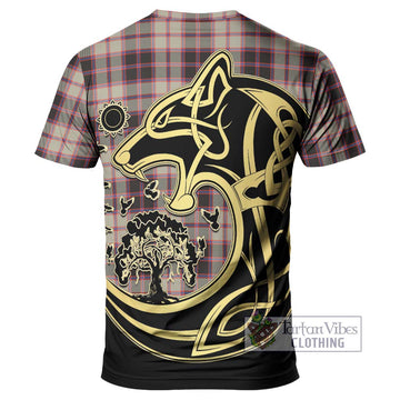 MacPherson Hunting Ancient Tartan T-Shirt with Family Crest Celtic Wolf Style