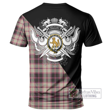 MacPherson Hunting Ancient Tartan T-Shirt with Family Crest and Military Logo Style