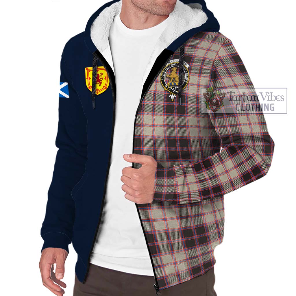 Tartan Vibes Clothing MacPherson Hunting Ancient Tartan Sherpa Hoodie with Scottish Lion Royal Arm Half Style