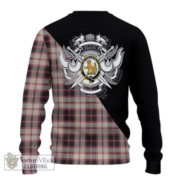 MacPherson Hunting Ancient Tartan Knitted Sweater with Family Crest and Military Logo Style