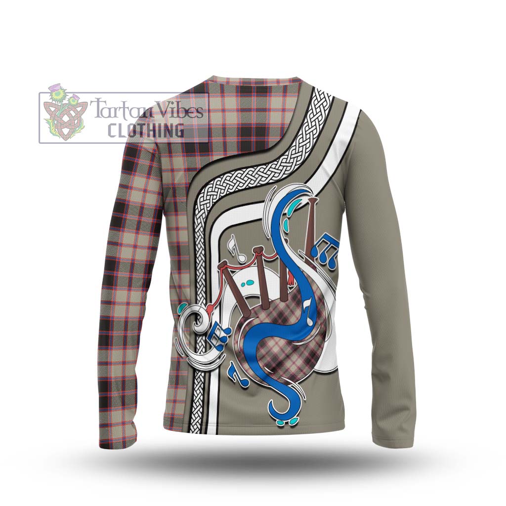 Tartan Vibes Clothing MacPherson Hunting Ancient Tartan Long Sleeve T-Shirt with Epic Bagpipe Style