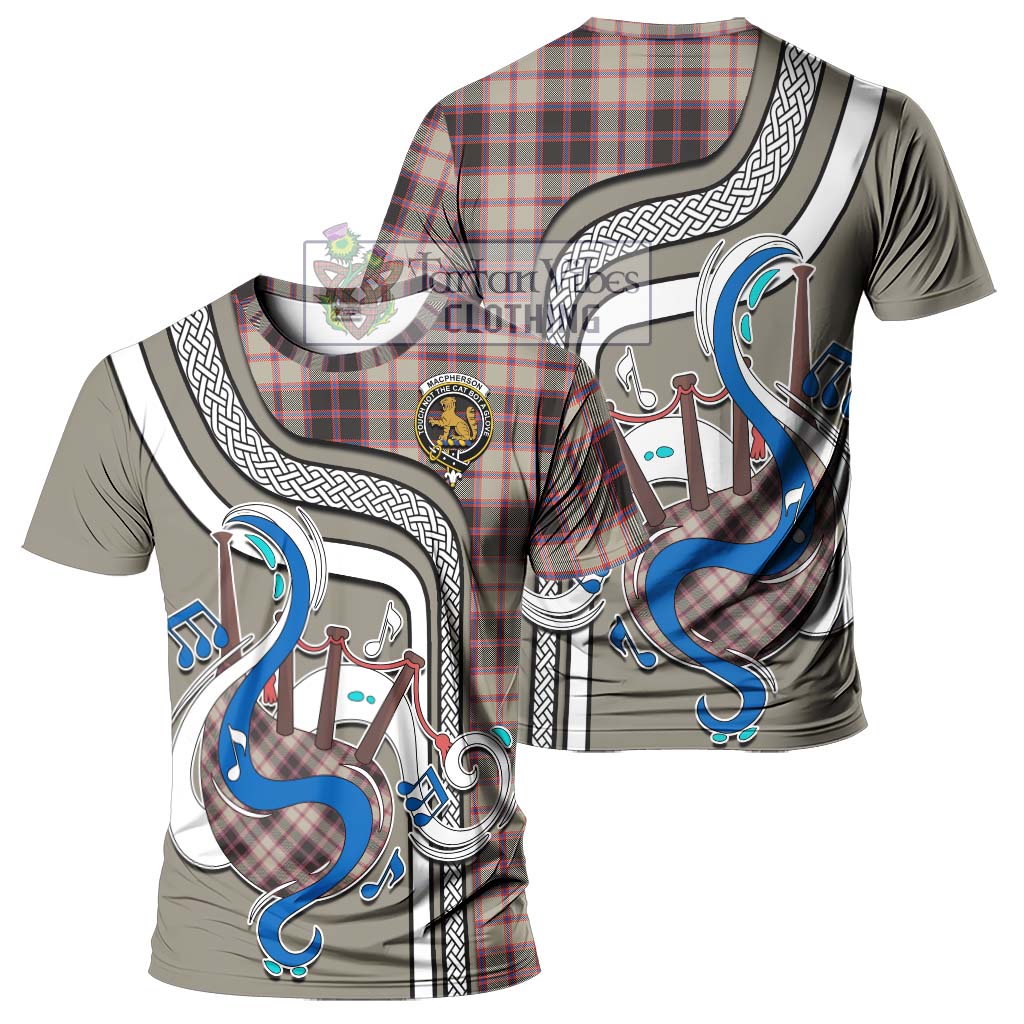 Tartan Vibes Clothing MacPherson Hunting Ancient Tartan T-Shirt with Epic Bagpipe Style