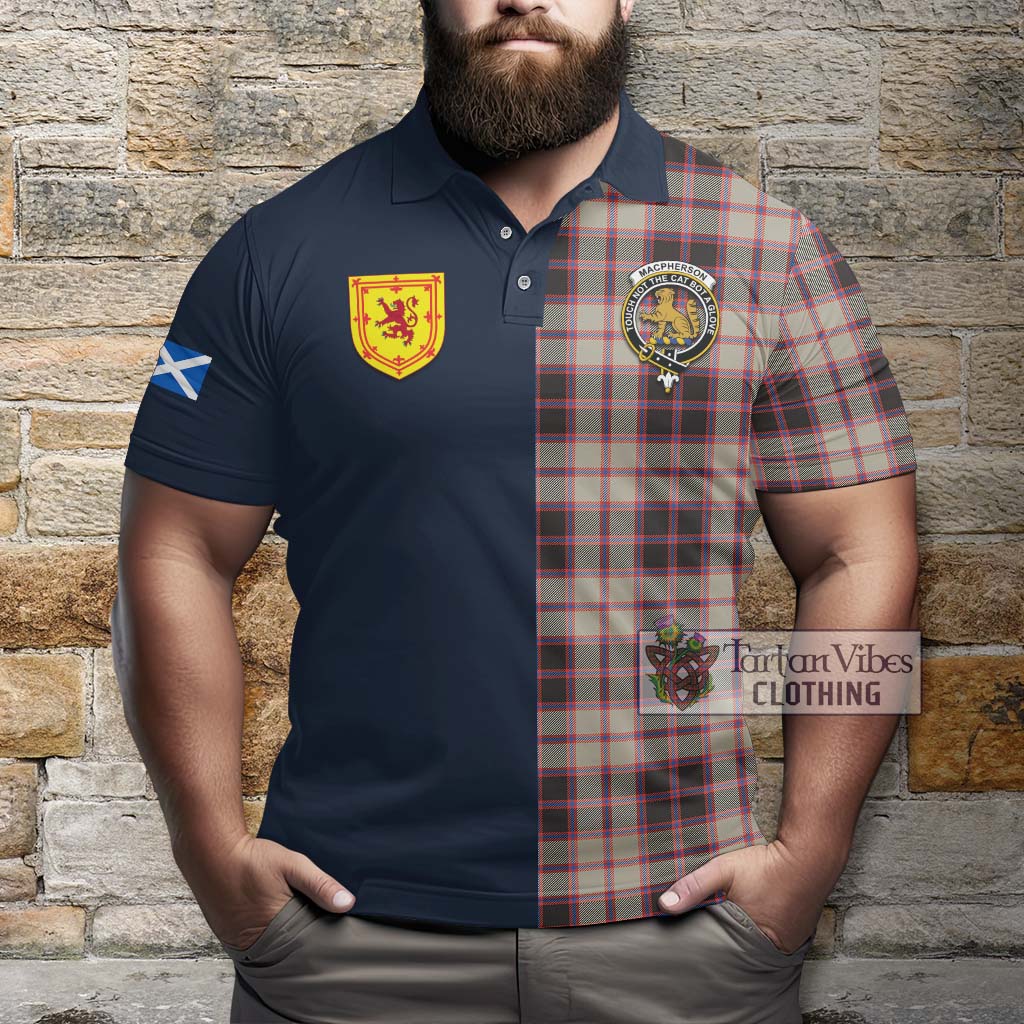 Tartan Vibes Clothing MacPherson Hunting Ancient Tartan Polo Shirt with Scottish Lion Royal Arm Half Style