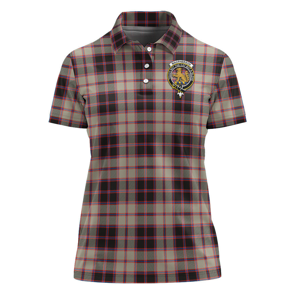 MacPherson Hunting Ancient Tartan Polo Shirt with Family Crest For Women - Tartan Vibes Clothing