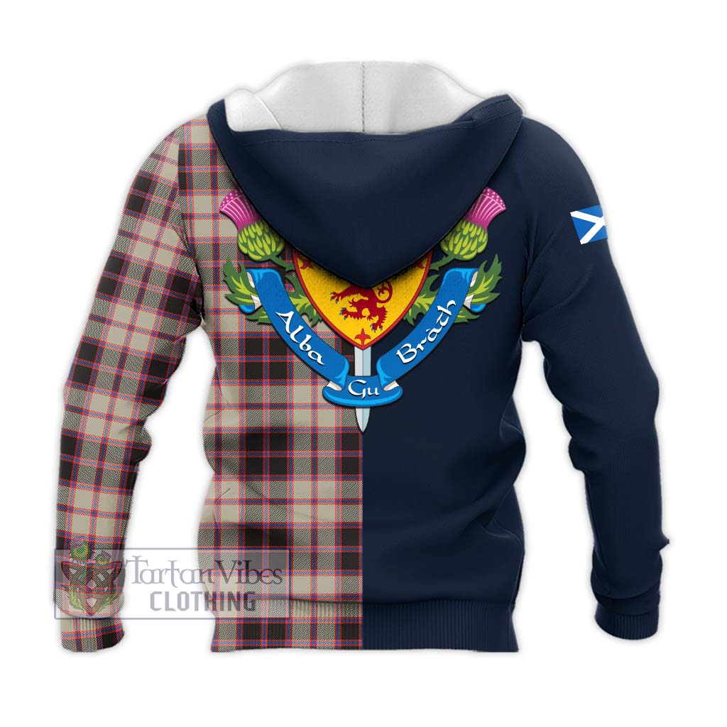 Tartan Vibes Clothing MacPherson Hunting Ancient Tartan Knitted Hoodie with Scottish Lion Royal Arm Half Style