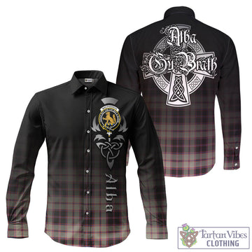 MacPherson Hunting Ancient Tartan Long Sleeve Button Up Featuring Alba Gu Brath Family Crest Celtic Inspired