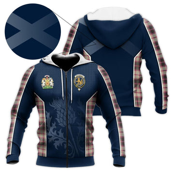 MacPherson Hunting Ancient Tartan Knitted Hoodie with Family Crest and Scottish Thistle Vibes Sport Style