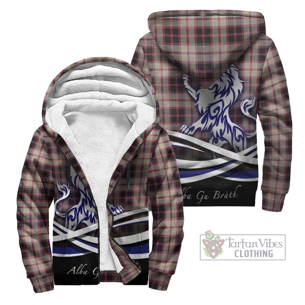 Tartan Vibes Clothing MacPherson Hunting Ancient Tartan Sherpa Hoodie with Alba Gu Brath Regal Lion Emblem