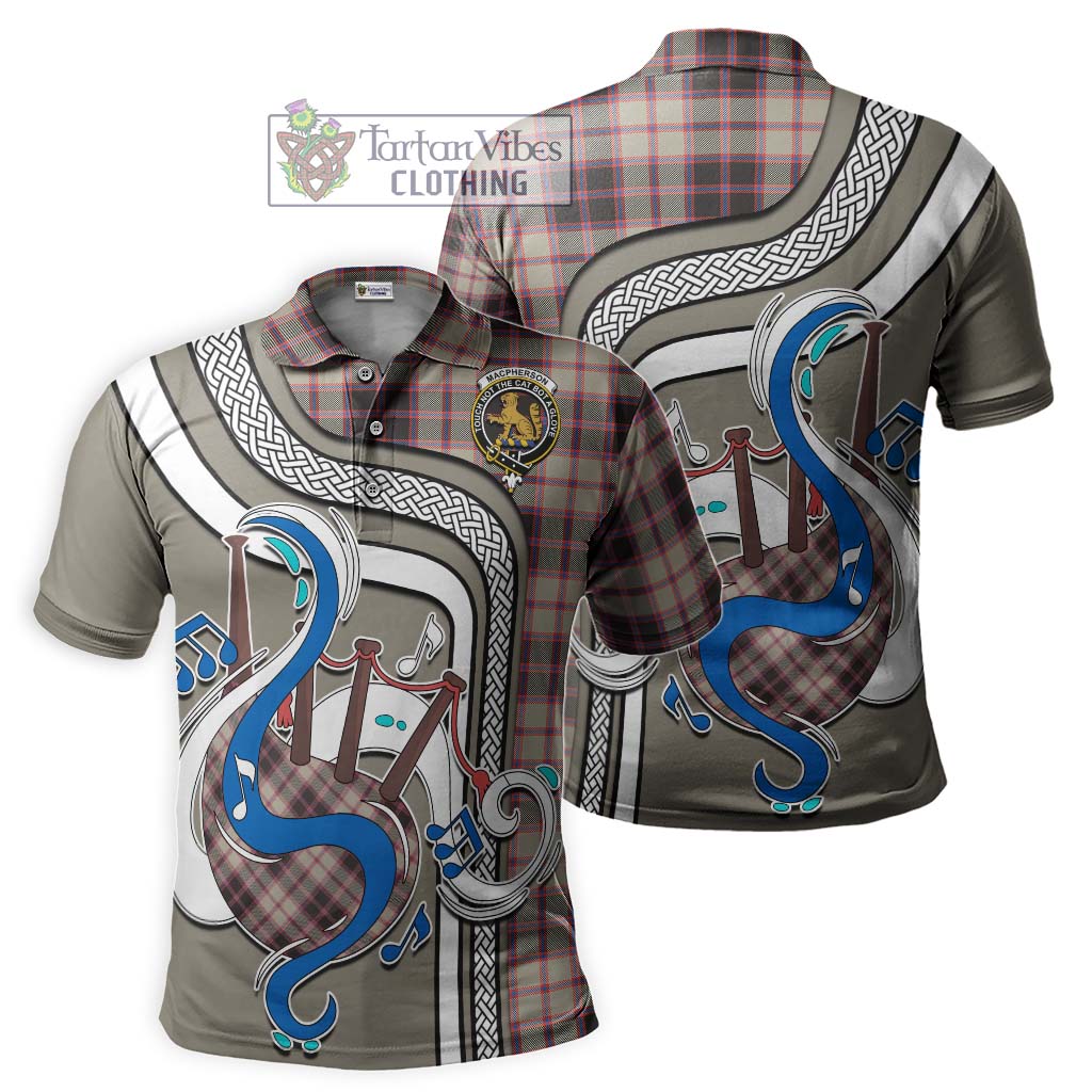 Tartan Vibes Clothing MacPherson Hunting Ancient Tartan Polo Shirt with Epic Bagpipe Style