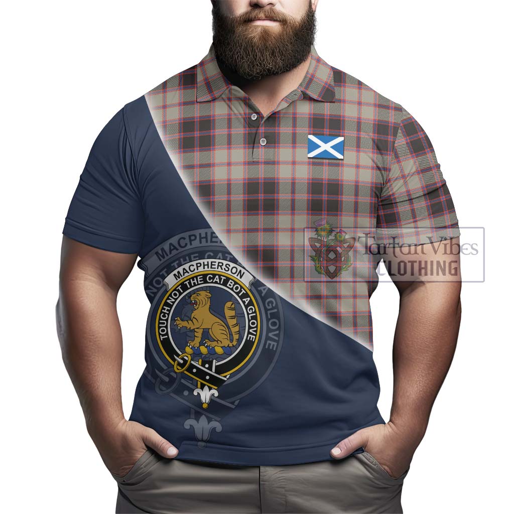 Tartan Vibes Clothing MacPherson Hunting Ancient Tartan Polo Shirt with Personalised National Flag and Family Crest Half Style