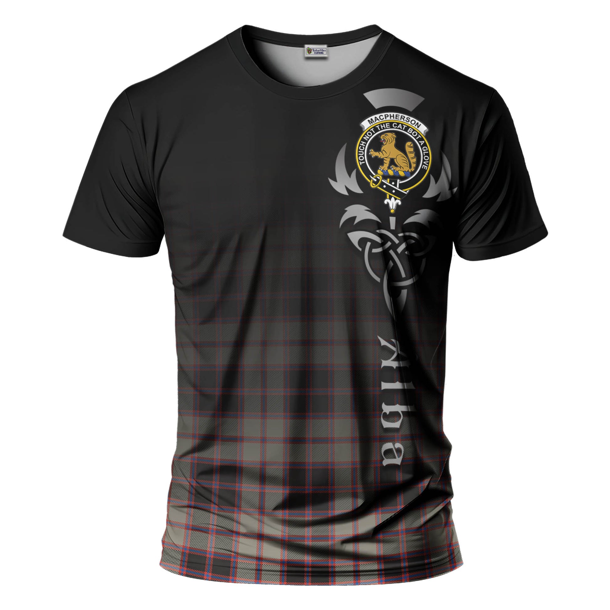 Tartan Vibes Clothing MacPherson Hunting Ancient Tartan T-Shirt Featuring Alba Gu Brath Family Crest Celtic Inspired