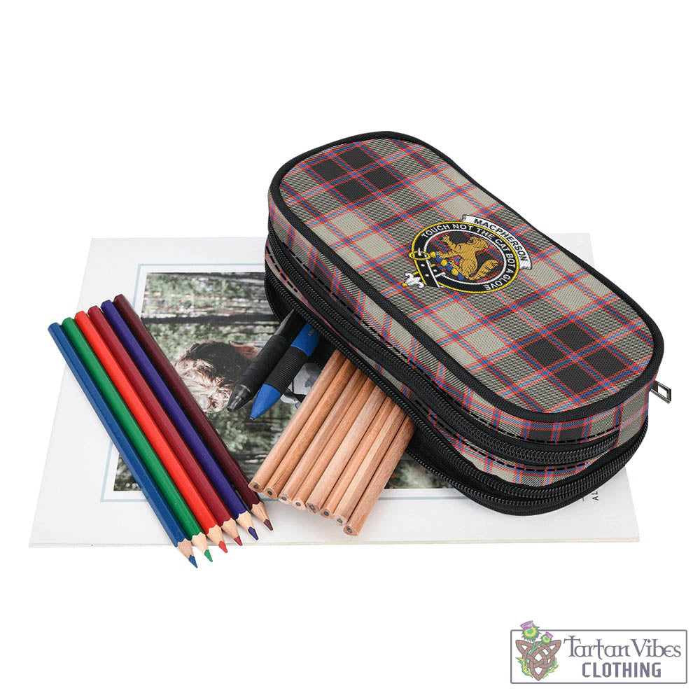 Tartan Vibes Clothing MacPherson Hunting Ancient Tartan Pen and Pencil Case with Family Crest