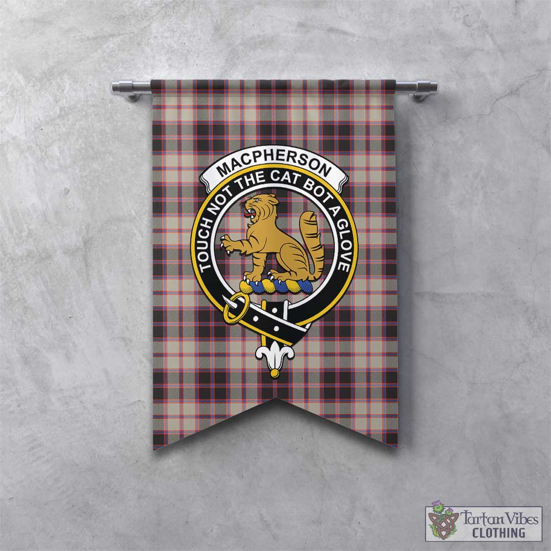 Tartan Vibes Clothing MacPherson Hunting Ancient Tartan Gonfalon, Tartan Banner with Family Crest