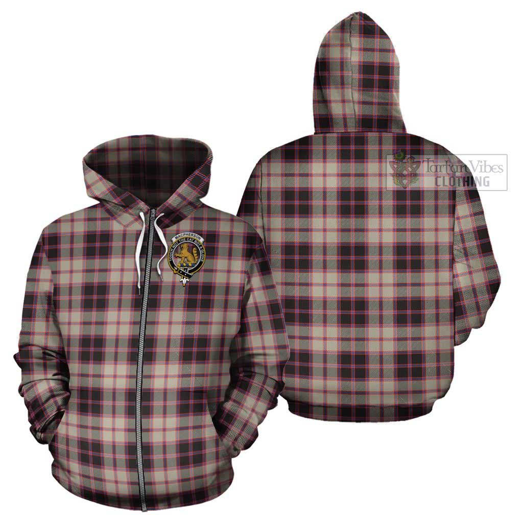 Tartan Vibes Clothing MacPherson Hunting Ancient Tartan Cotton Hoodie with Family Crest