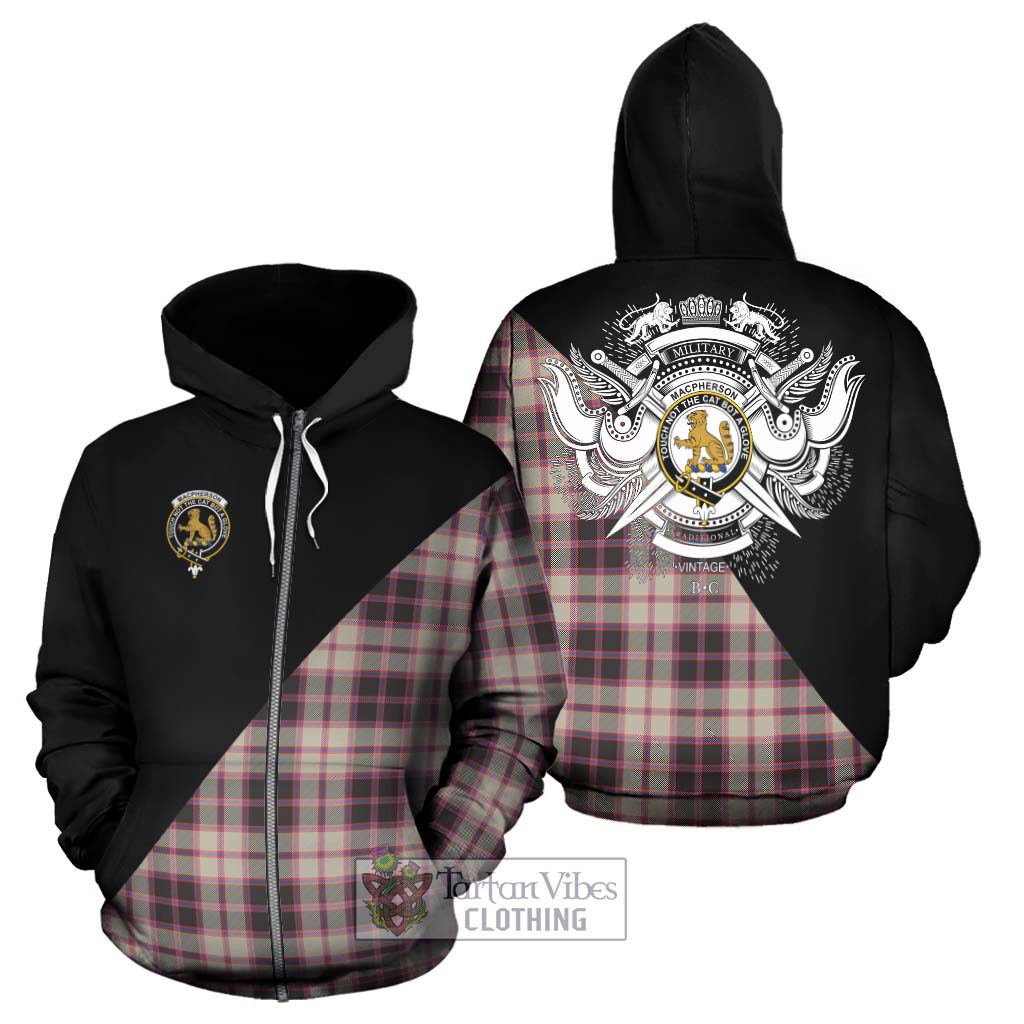 Tartan Vibes Clothing MacPherson Hunting Ancient Tartan Hoodie with Family Crest and Military Logo Style