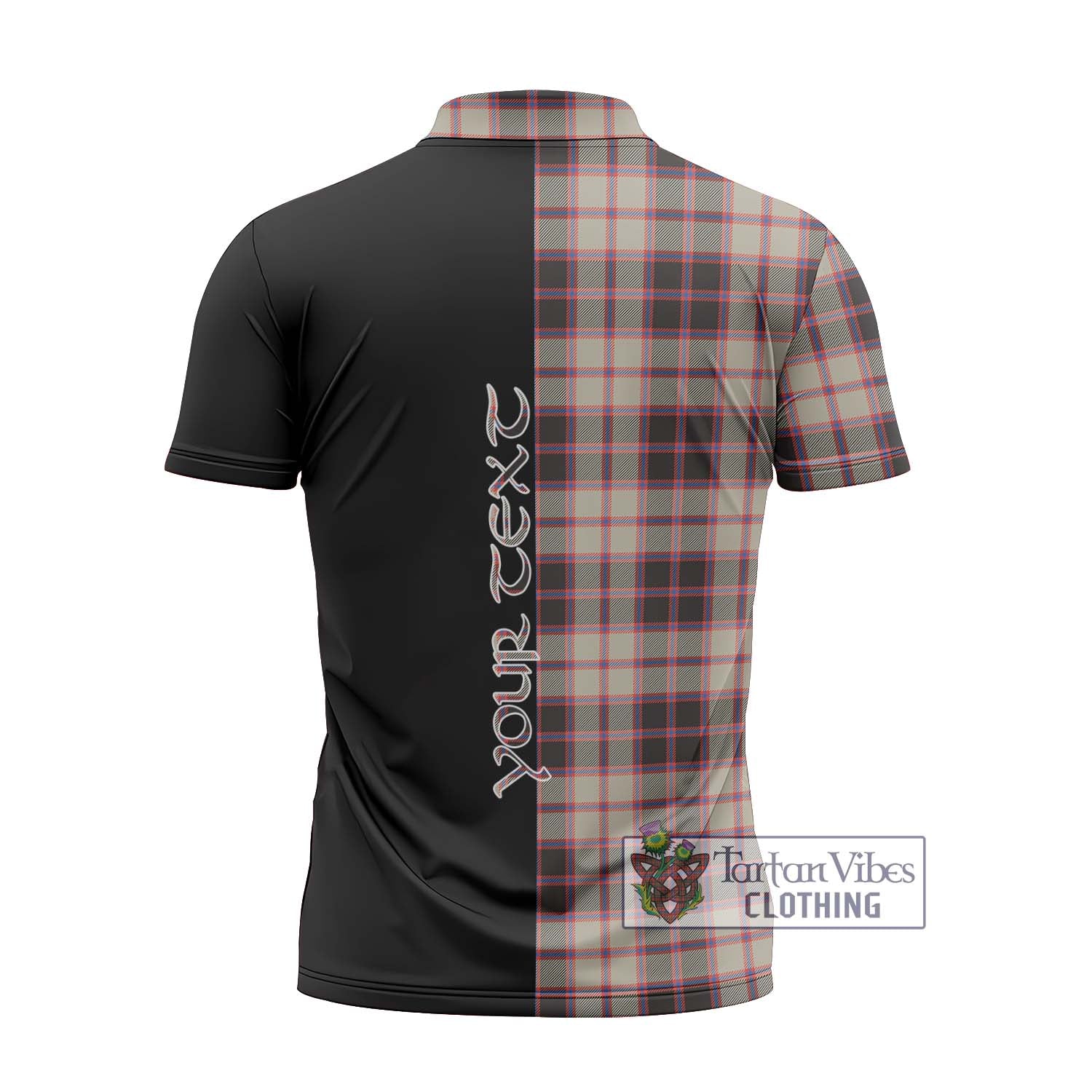 Tartan Vibes Clothing MacPherson Hunting Ancient Tartan Zipper Polo Shirt with Family Crest and Half Of Me Style