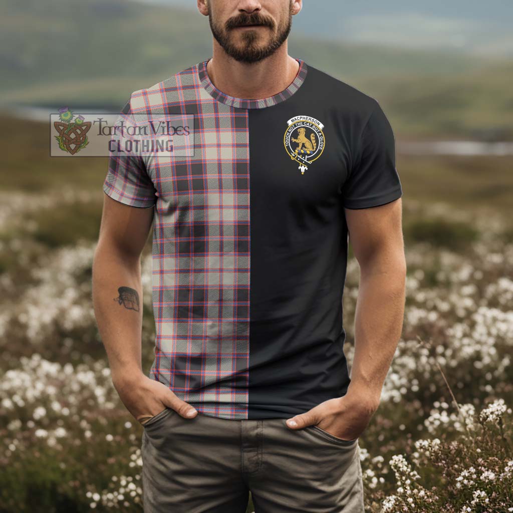 Tartan Vibes Clothing MacPherson Hunting Ancient Tartan T-Shirt with Family Crest and Half Of Me Style