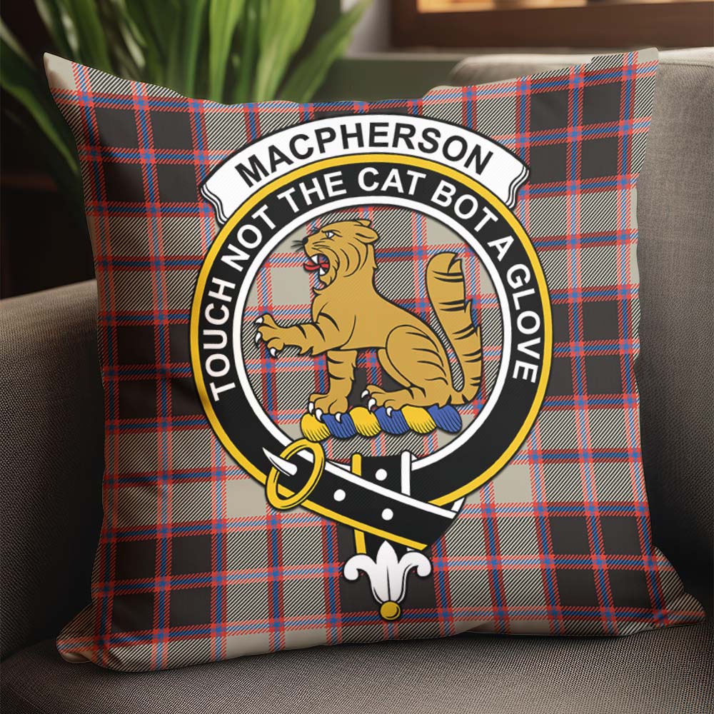 MacPherson Hunting Ancient Tartan Pillow Cover with Family Crest - Tartanvibesclothing