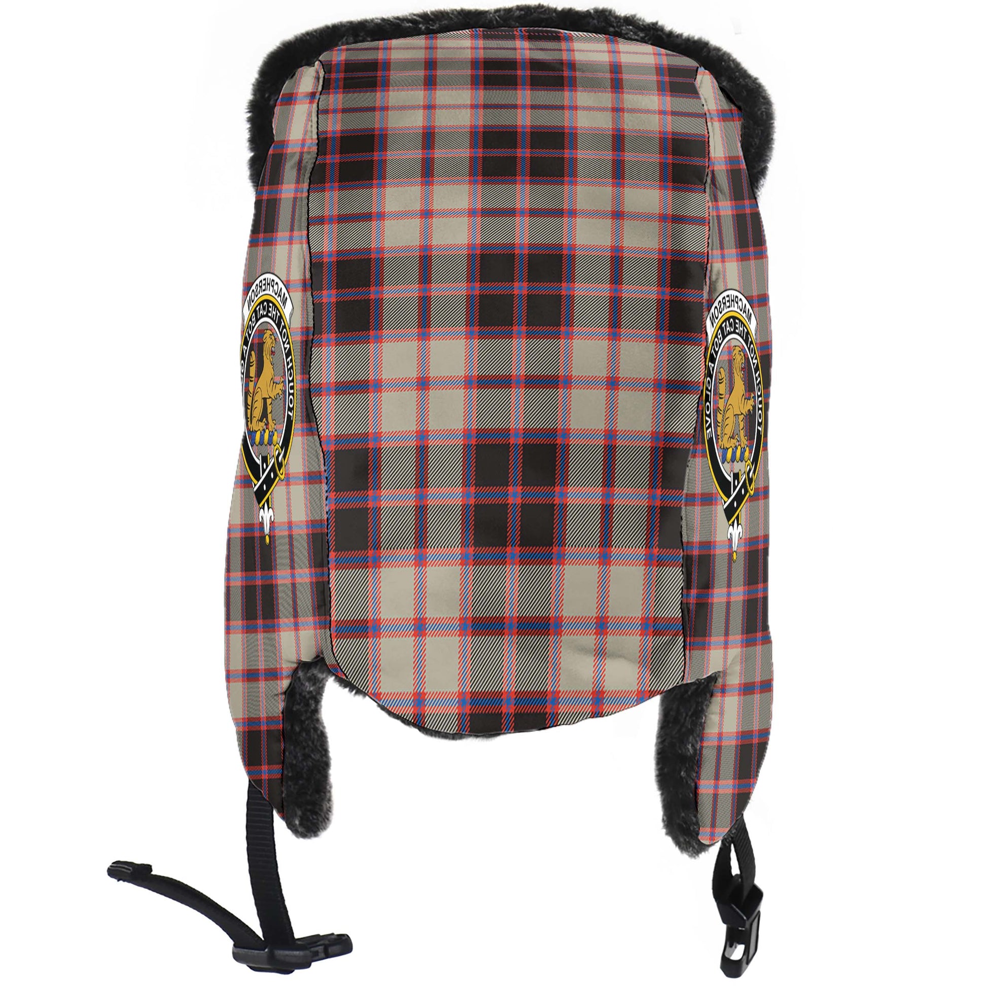 MacPherson Hunting Ancient Tartan Winter Trapper Hat with Family Crest - Tartanvibesclothing