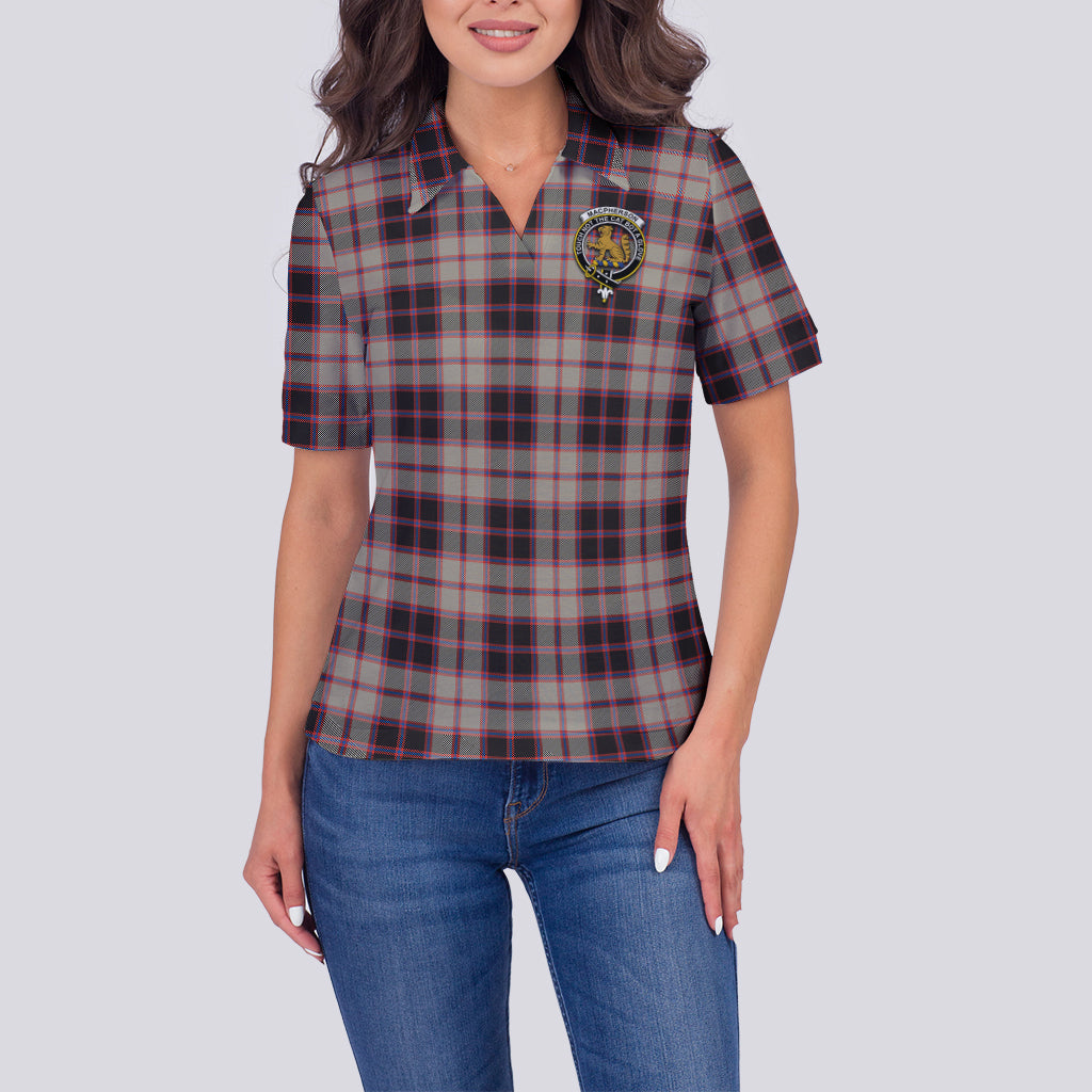 MacPherson Hunting Ancient Tartan Polo Shirt with Family Crest For Women - Tartan Vibes Clothing