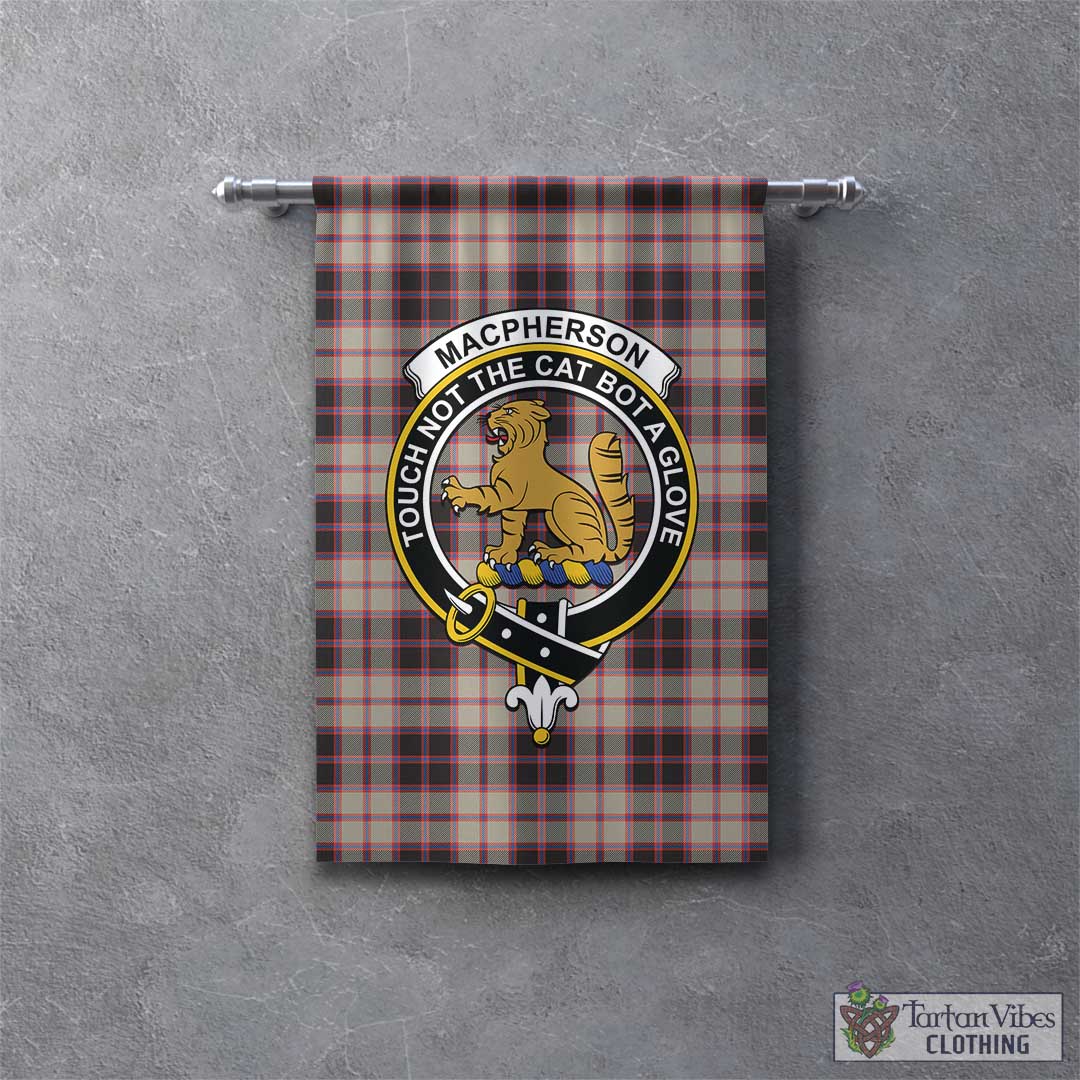 Tartan Vibes Clothing MacPherson Hunting Ancient Tartan Gonfalon, Tartan Banner with Family Crest