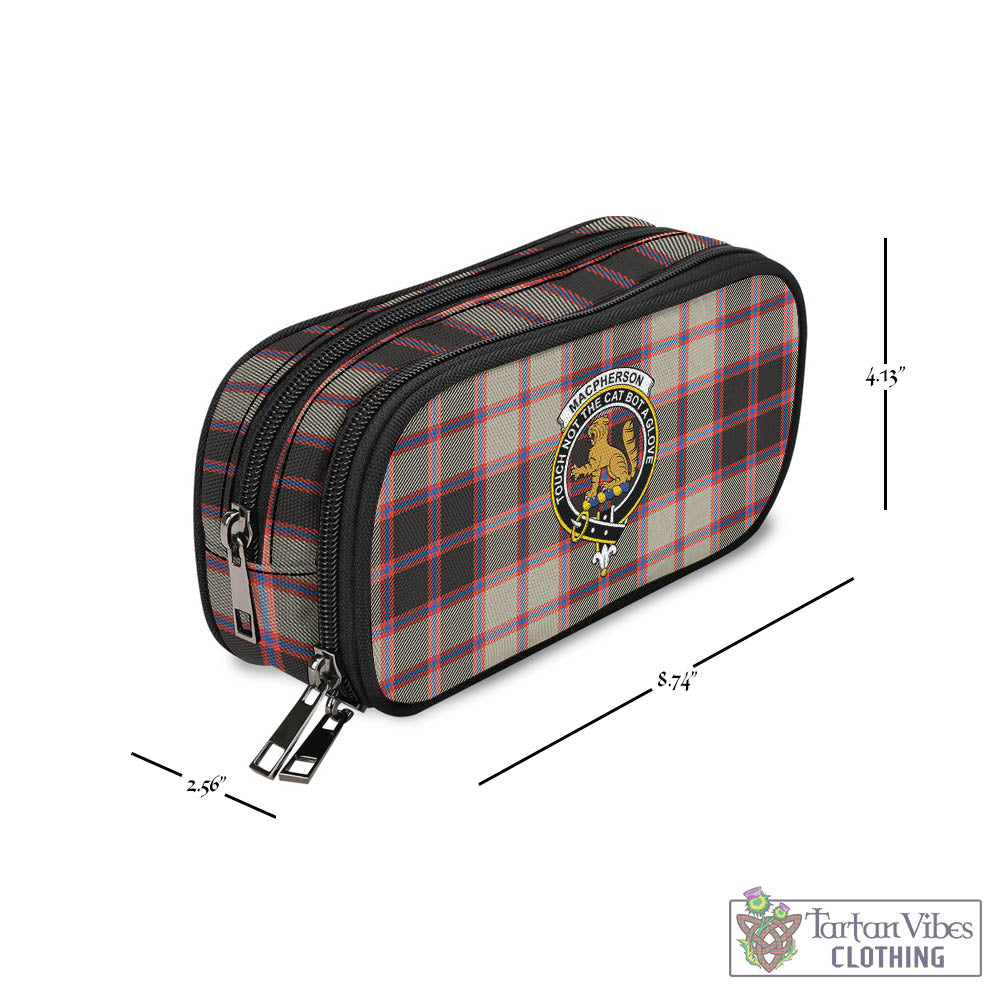 Tartan Vibes Clothing MacPherson Hunting Ancient Tartan Pen and Pencil Case with Family Crest