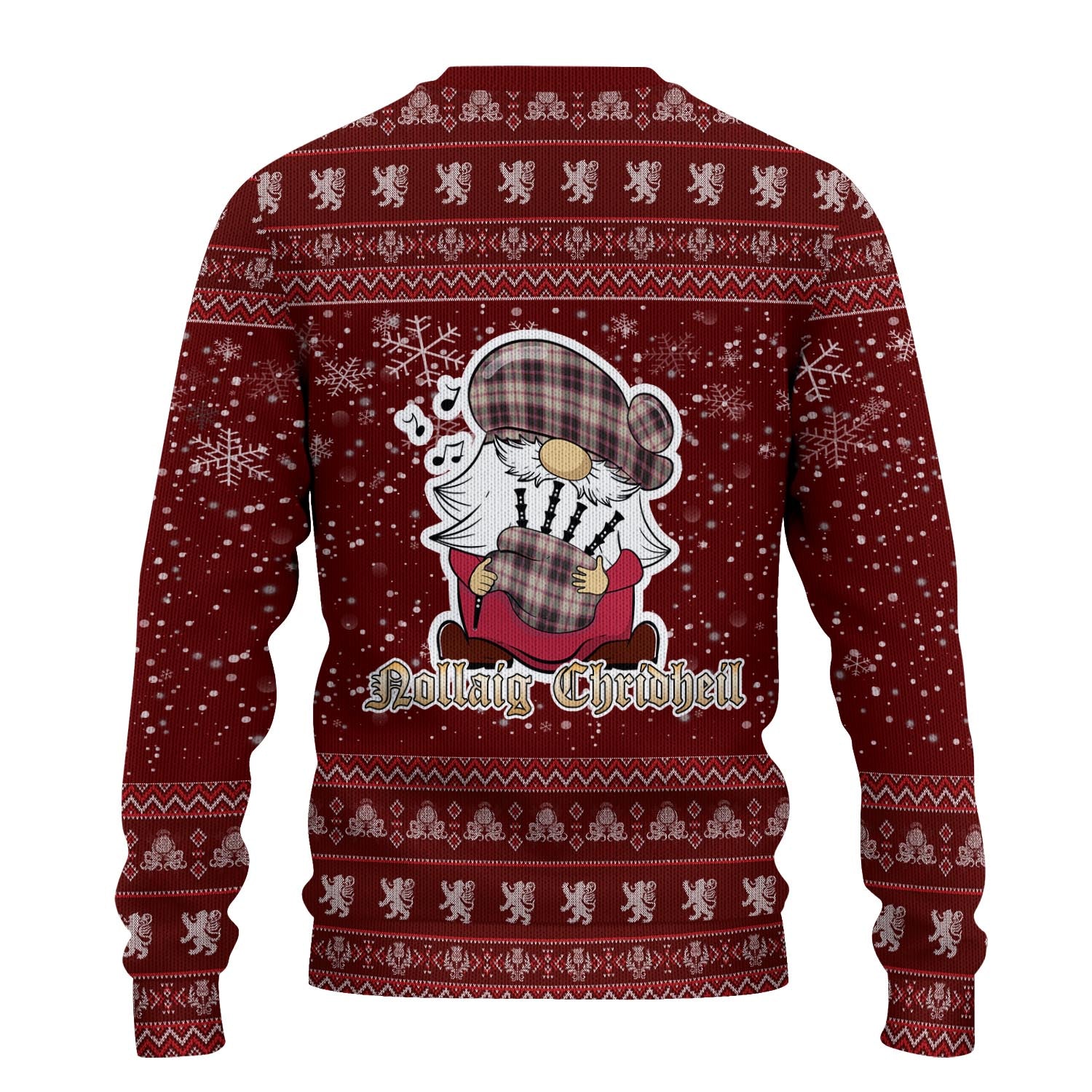 MacPherson Hunting Ancient Clan Christmas Family Knitted Sweater with Funny Gnome Playing Bagpipes - Tartanvibesclothing