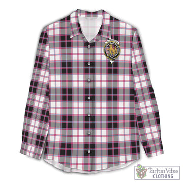 MacPherson Hunting Modern Tartan Women's Casual Shirt with Family Crest