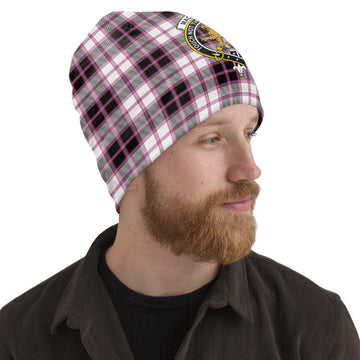 MacPherson Hunting Modern Tartan Beanies Hat with Family Crest