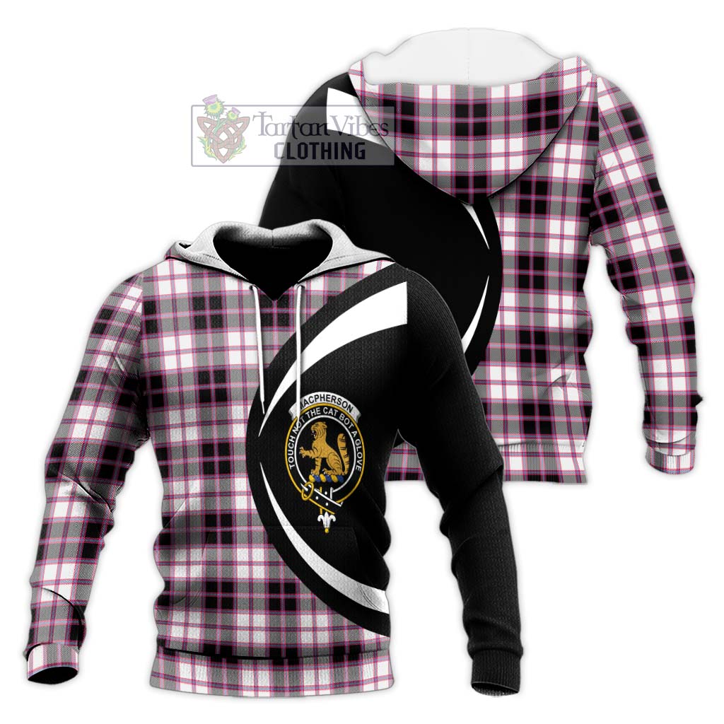 MacPherson Hunting Modern Tartan Knitted Hoodie with Family Crest Circle Style Unisex Knitted Pullover Hoodie - Tartan Vibes Clothing