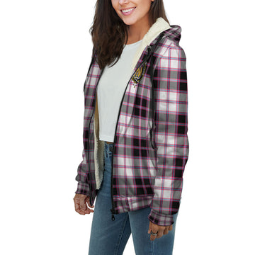 MacPherson Hunting Modern Tartan Sherpa Hoodie with Family Crest