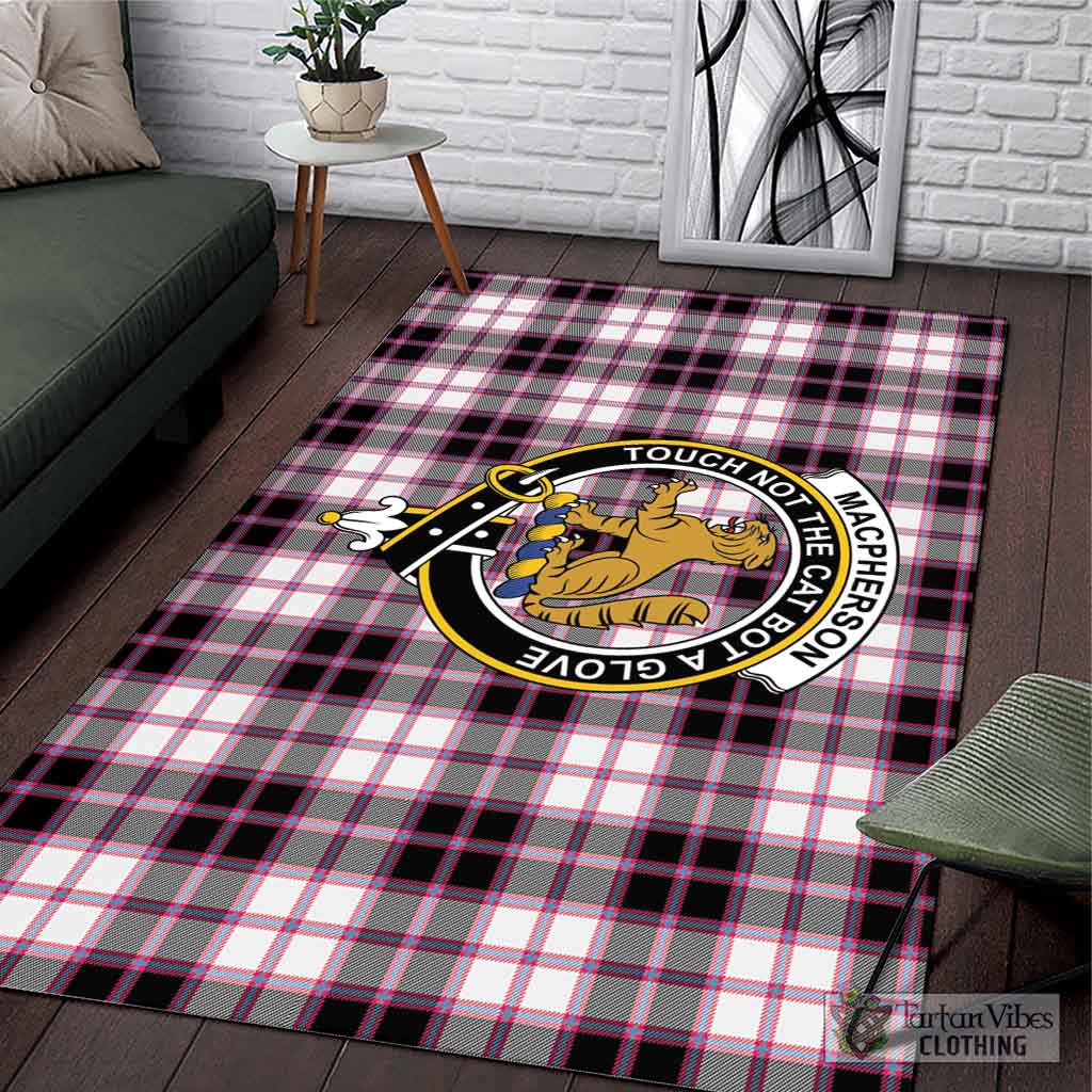 Tartan Vibes Clothing MacPherson Hunting Modern Tartan Area Rug with Family Crest