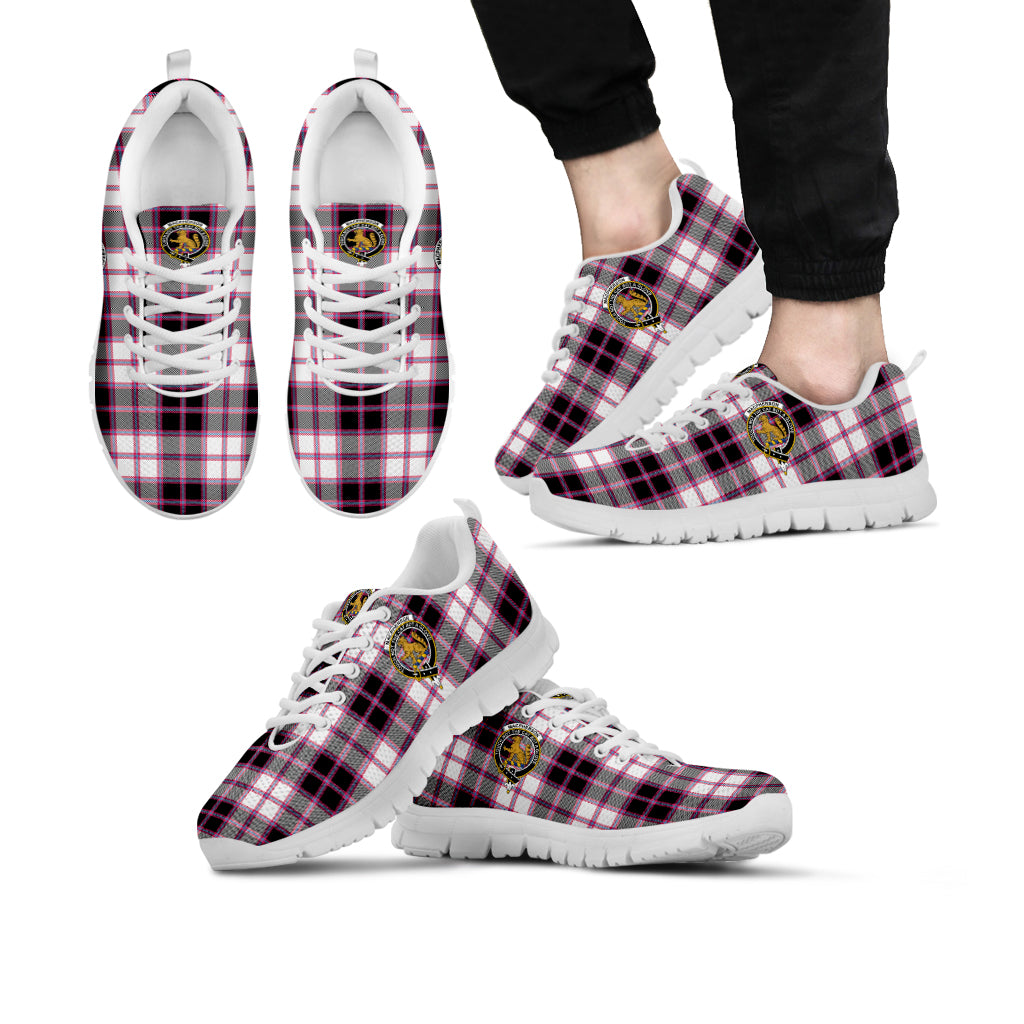 MacPherson Hunting Modern Tartan Sneakers with Family Crest Kid's Sneakers - Tartan Vibes Clothing