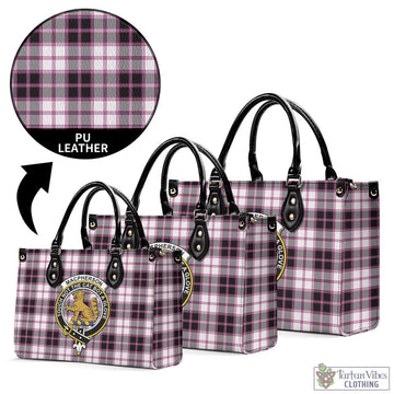 MacPherson Hunting Modern Tartan Luxury Leather Handbags with Family Crest