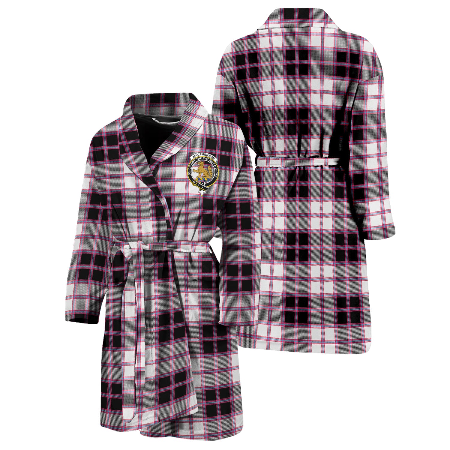 MacPherson Hunting Modern Tartan Bathrobe with Family Crest Unisex S - Tartan Vibes Clothing