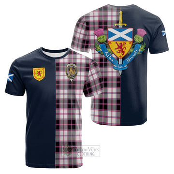 MacPherson Hunting Modern Tartan Cotton T-shirt Alba with Scottish Lion Royal Arm Half Style