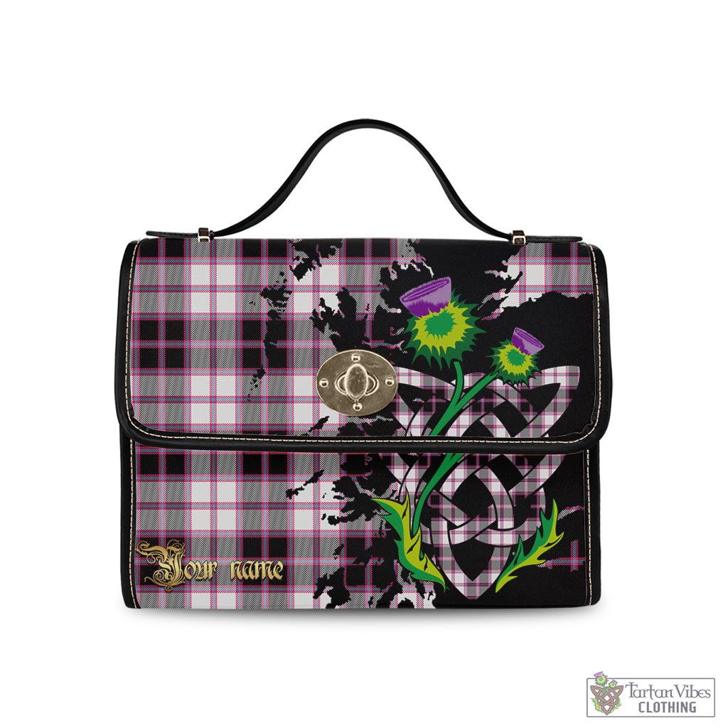 Tartan Vibes Clothing MacPherson Hunting Modern Tartan Waterproof Canvas Bag with Scotland Map and Thistle Celtic Accents