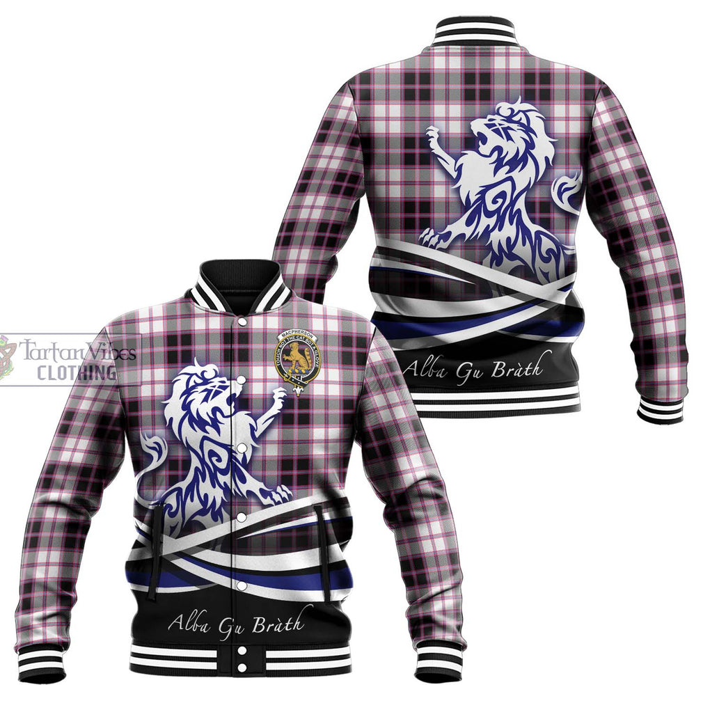 MacPherson Hunting Modern Tartan Baseball Jacket with Alba Gu Brath Regal Lion Emblem Unisex - Tartanvibesclothing Shop