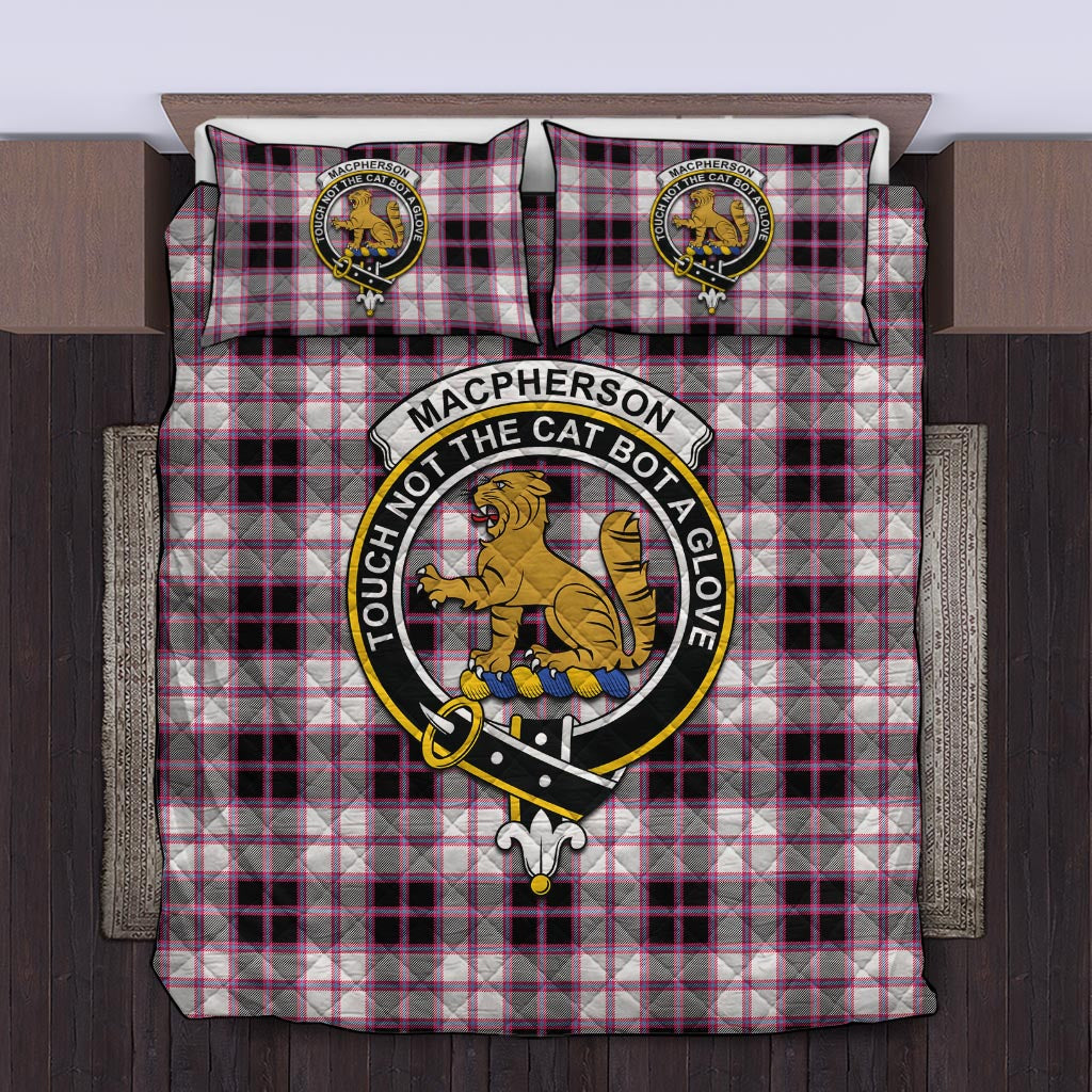 MacPherson Hunting Modern Tartan Quilt Bed Set with Family Crest Twin - Tartan Vibes Clothing