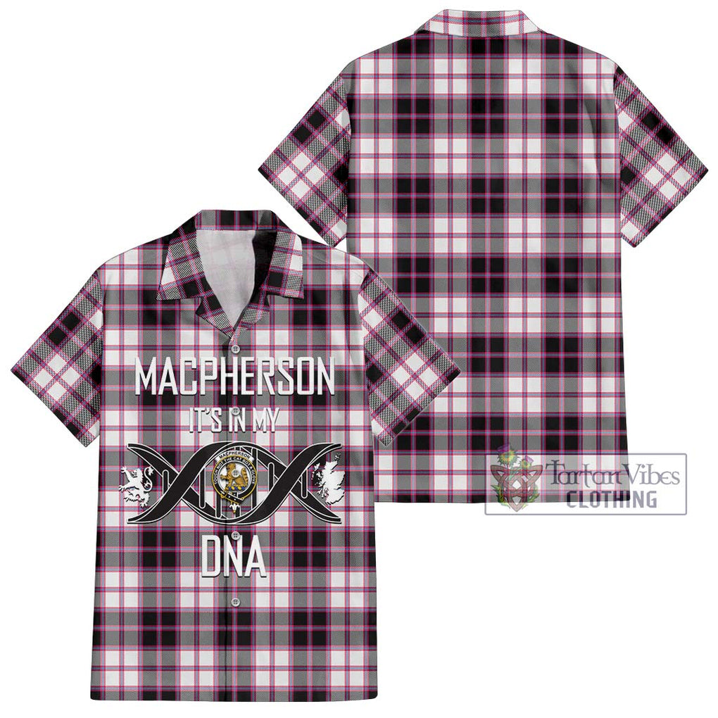 MacPherson Hunting Modern Tartan Short Sleeve Button Shirt with Family Crest DNA In Me Style Kid - Tartanvibesclothing Shop