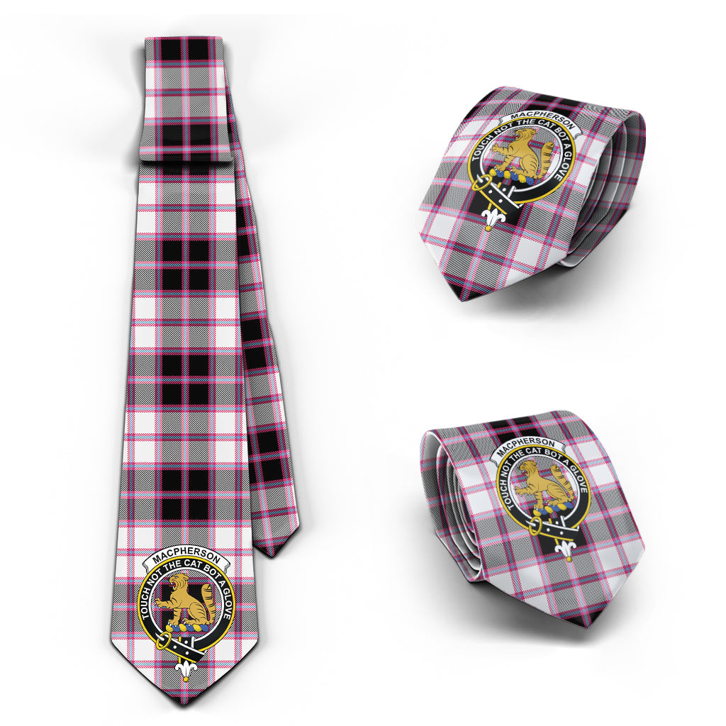 MacPherson Hunting Modern Tartan Classic Necktie with Family Crest Necktie One Size - Tartan Vibes Clothing